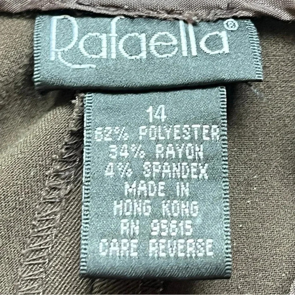 Rafaella Flat Front Brown Pants Trousers Pockets Women Plus Size 14 - Picture 6 of 8